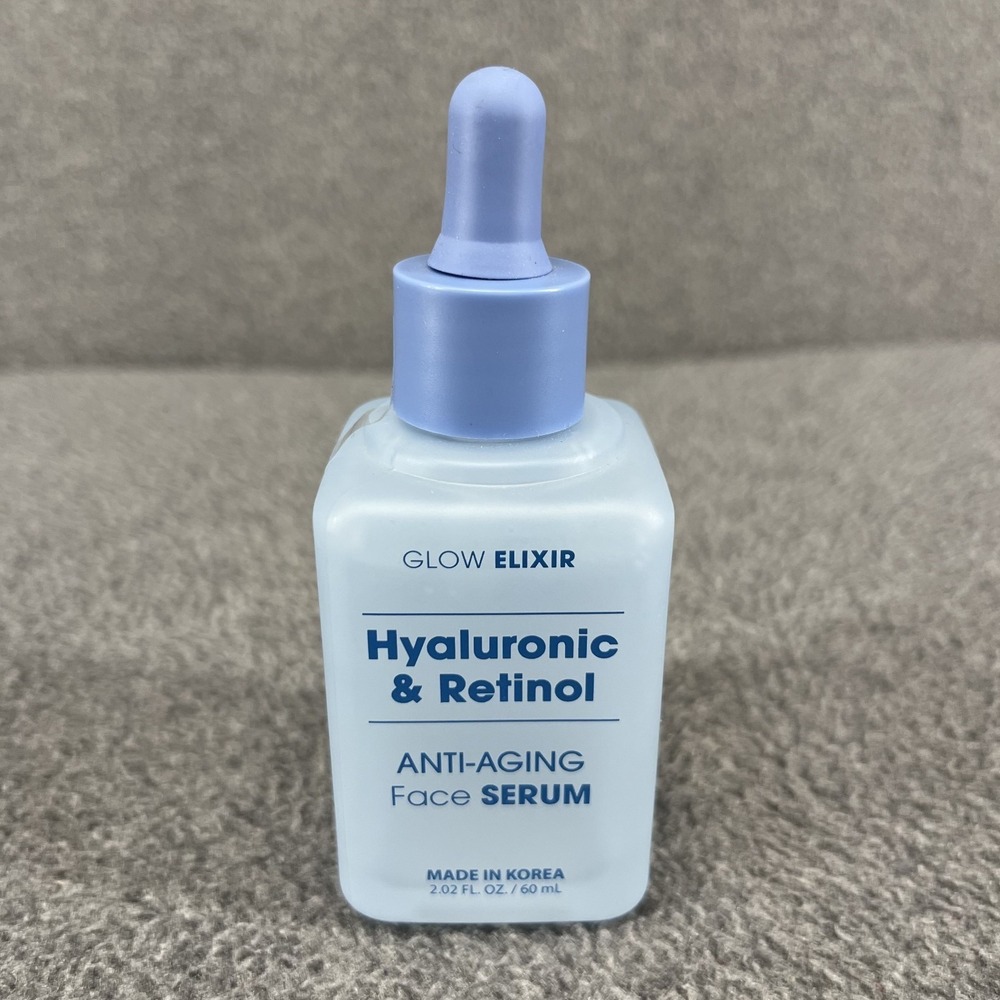 Glow Elixir Retinol Face Serum Hyaluronic Wrinkles Fine Lines anti-aging 2.02 oz